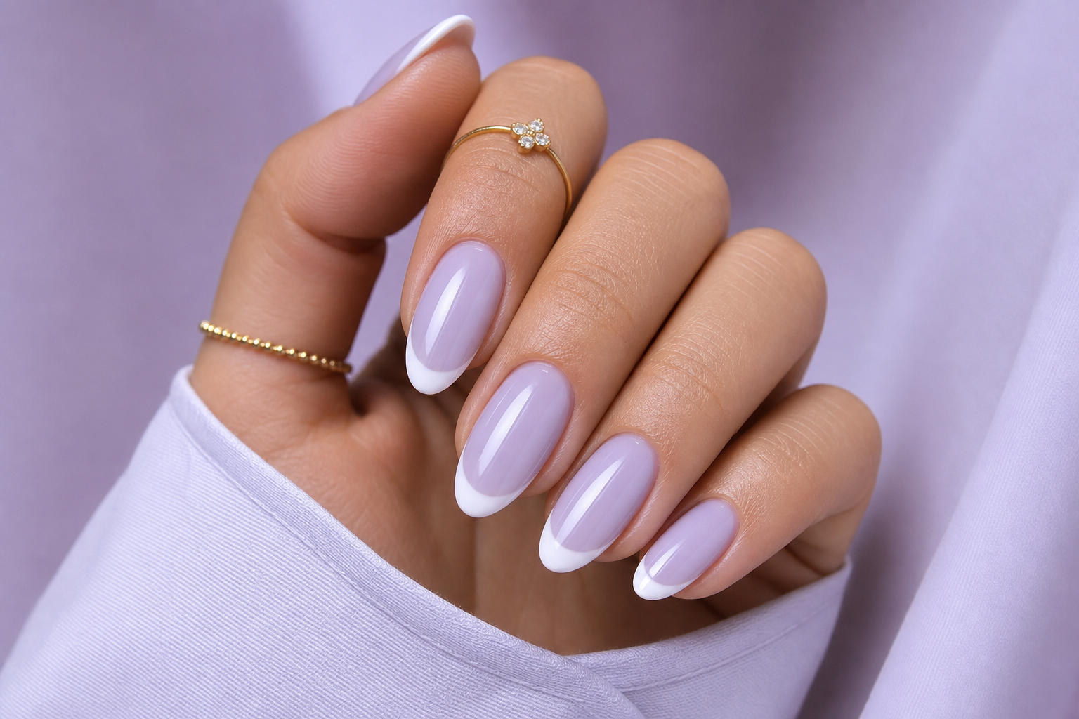 Soft lavender milky almond nails
